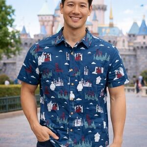 Disney Big Hero 6 Baymax San Fransokyo Scenic Print Button Up Shirt BoxLunch M